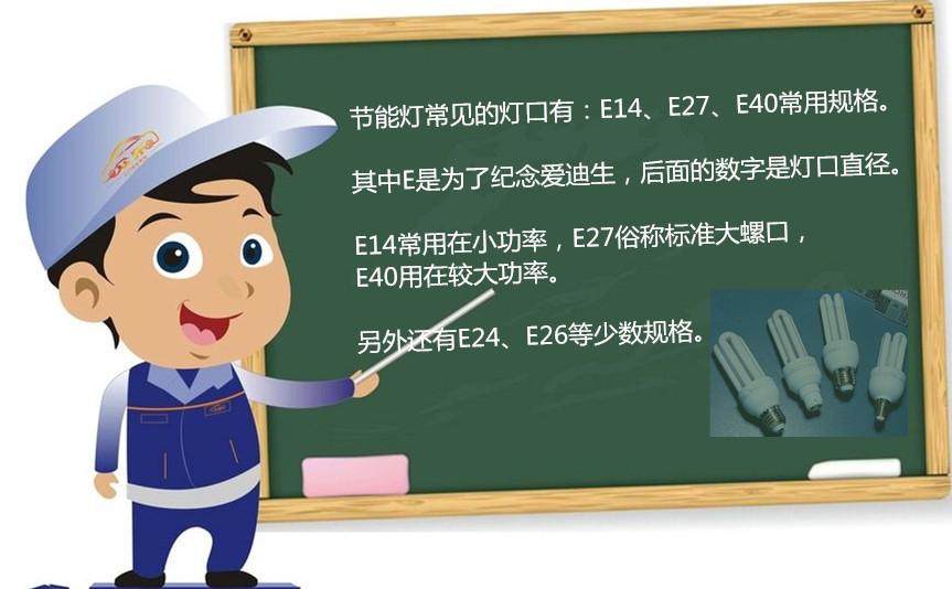 選購(gòu)節(jié)能燈要注意燈口型號(hào)和尺寸 E14、E27、E40螺旋燈口